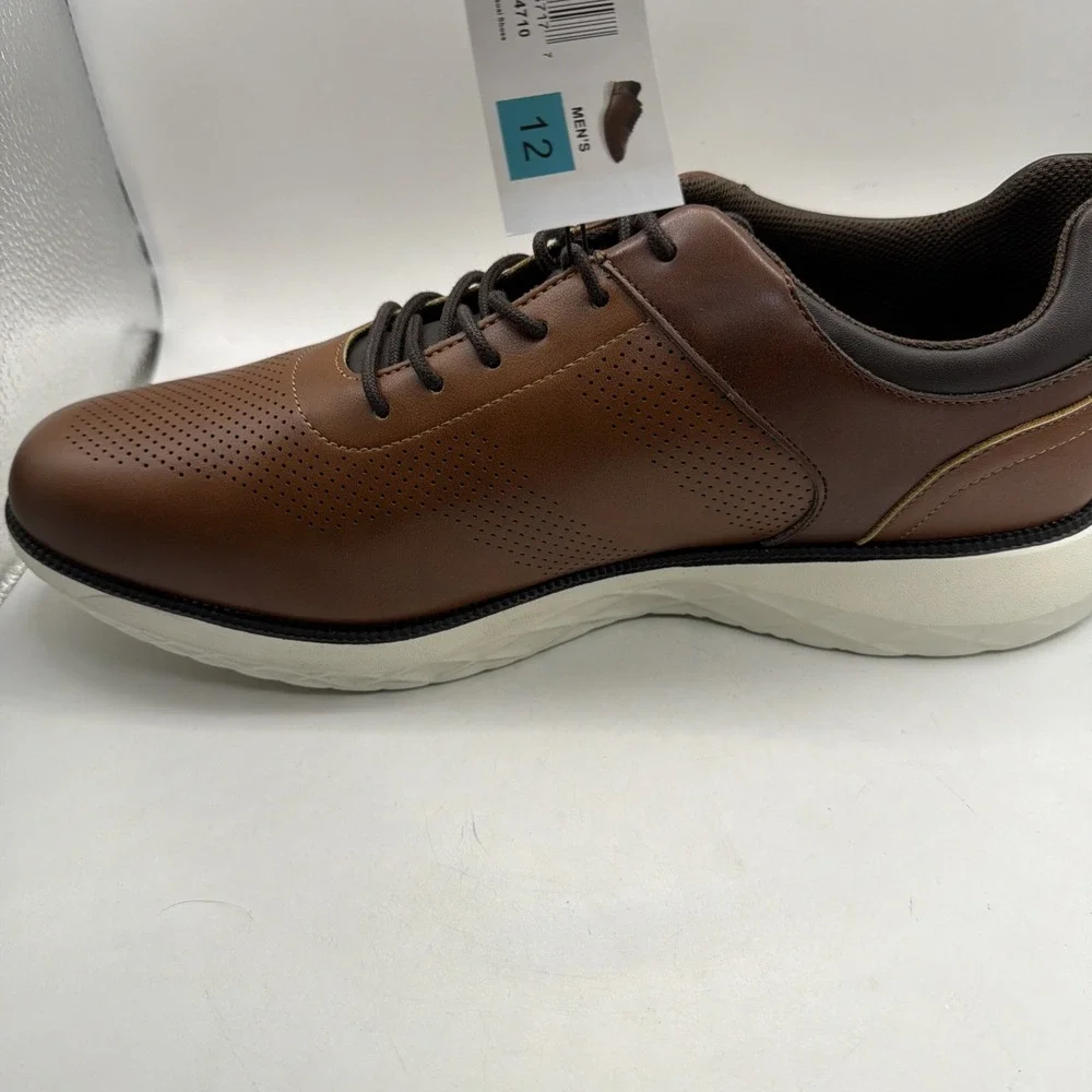 Perry Ellis Casual Shoes Men's Brown Perforated Leather Lace-Up Dress Size 11 - Picture 7 of 10